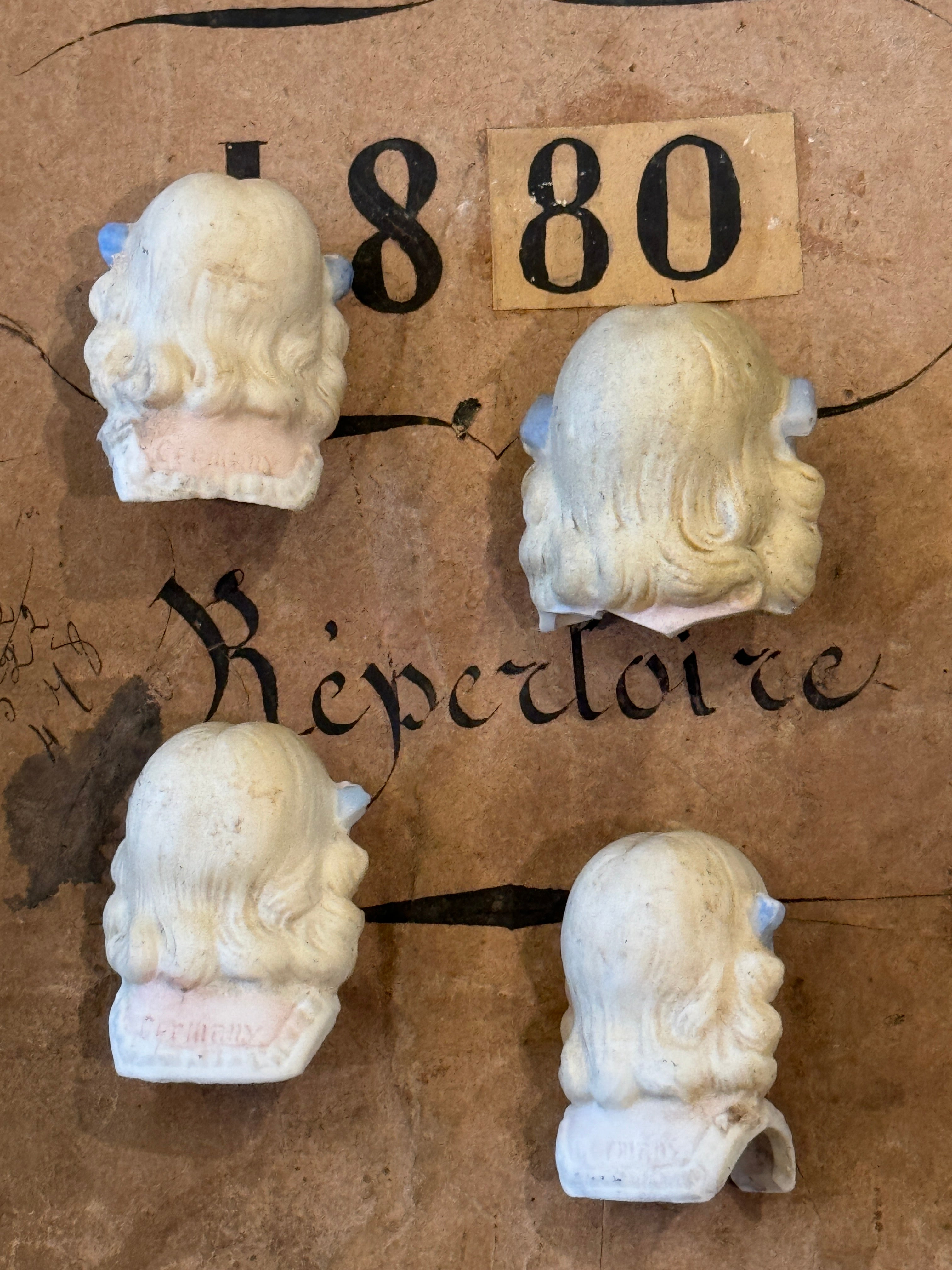 Antique German Painted Doll heads - A13