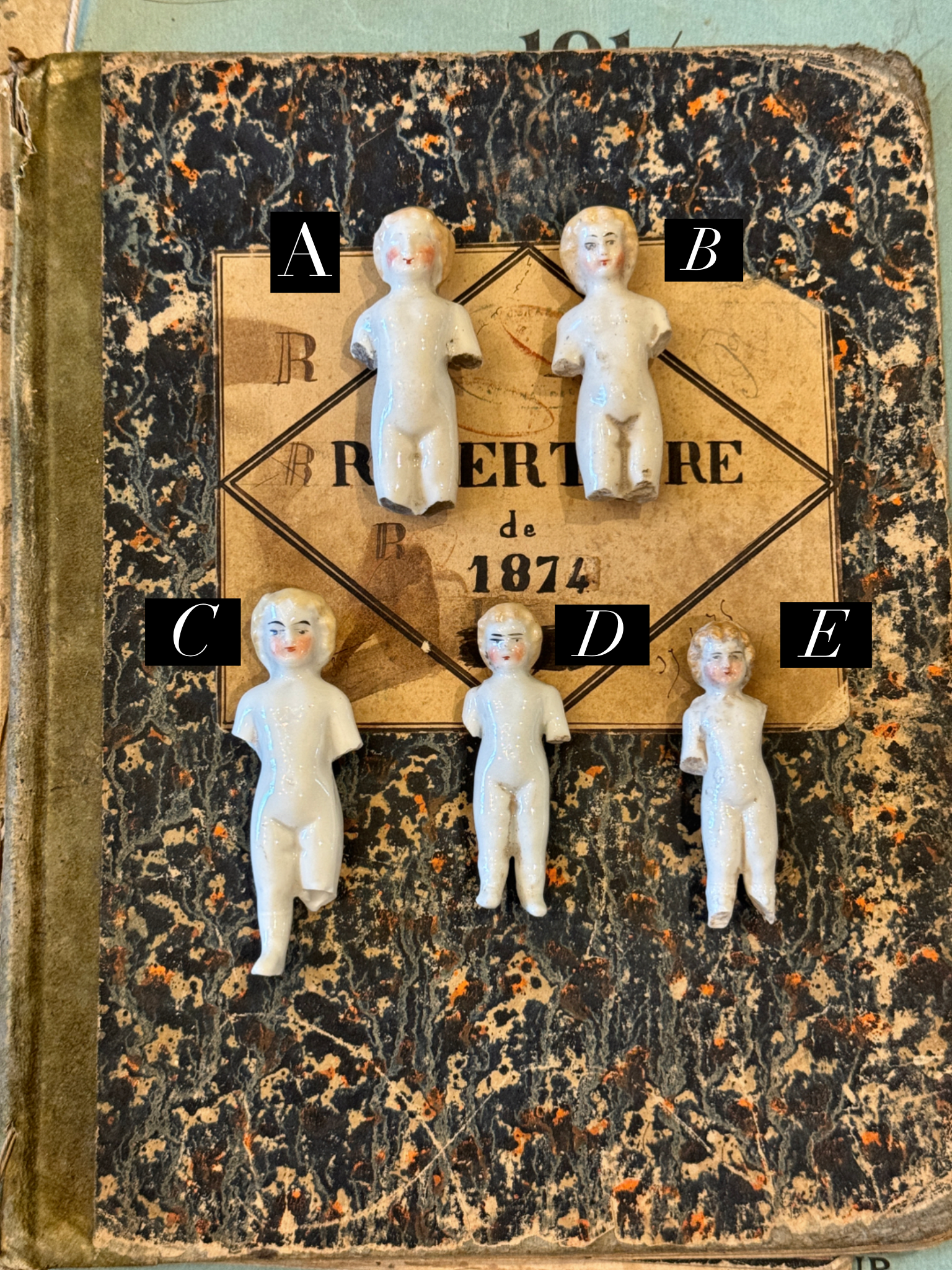 Antique German Frozen Charlottes with Blonde Hair - A3