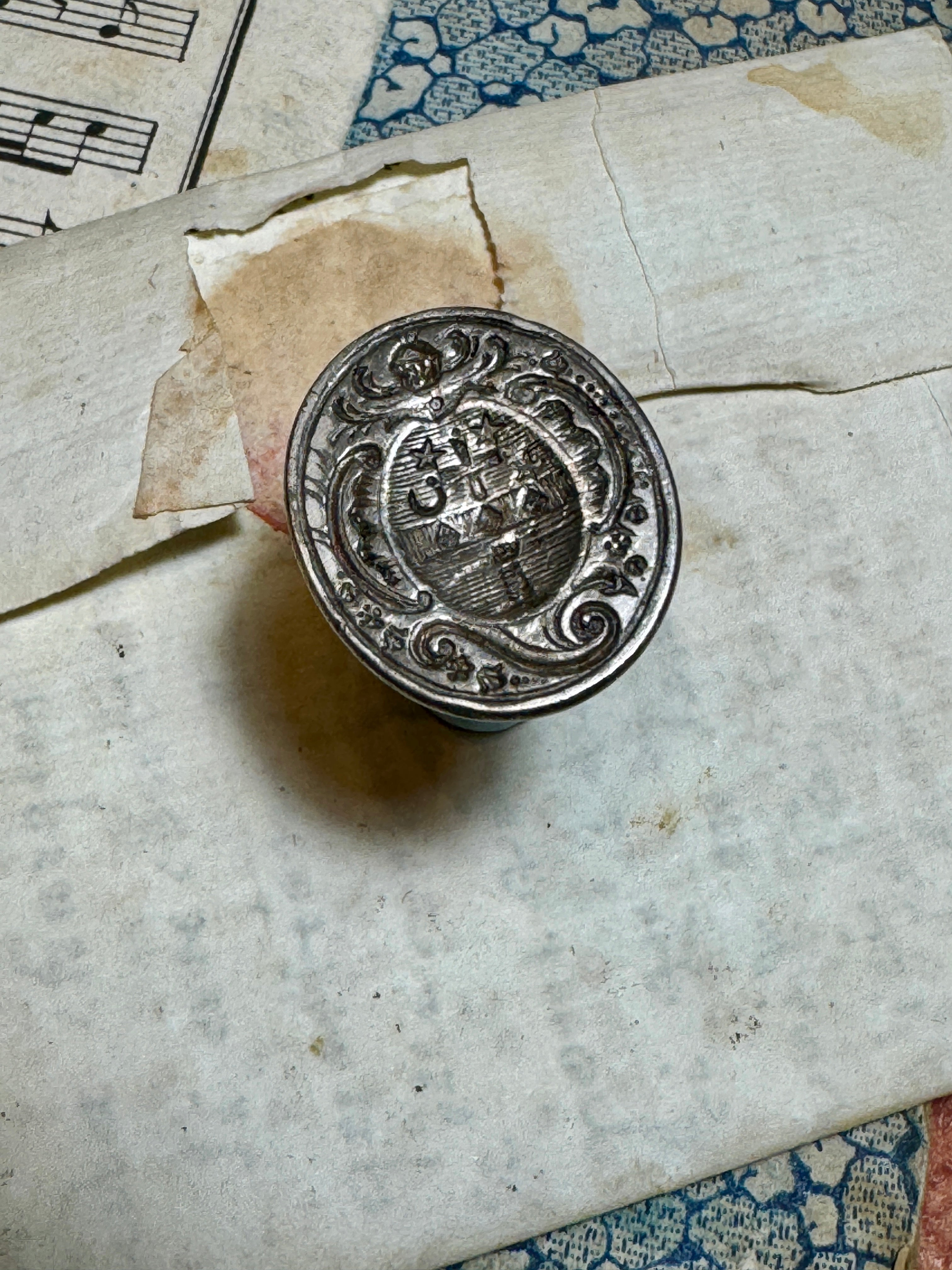 RARE 1700s Antique French Armorial Seal Fob Pendant
