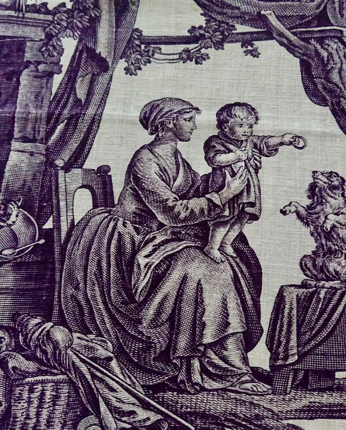 Eary 1800s French Aubergine Toile