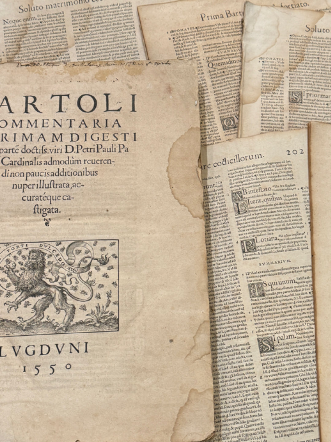 Original Italian Book Pages From 1550 - Set/8