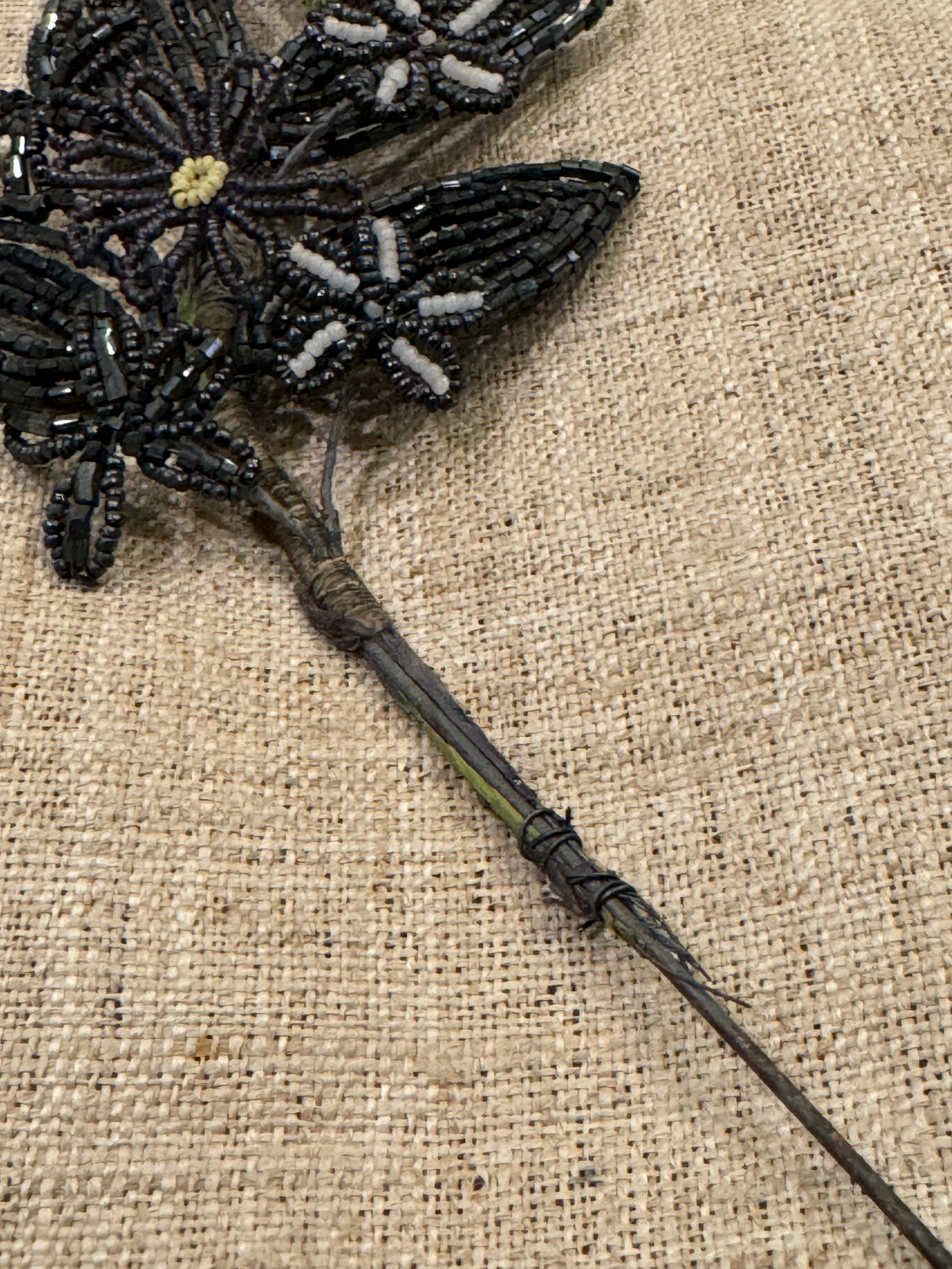 1800's Antique French Beaded Floral Stem
