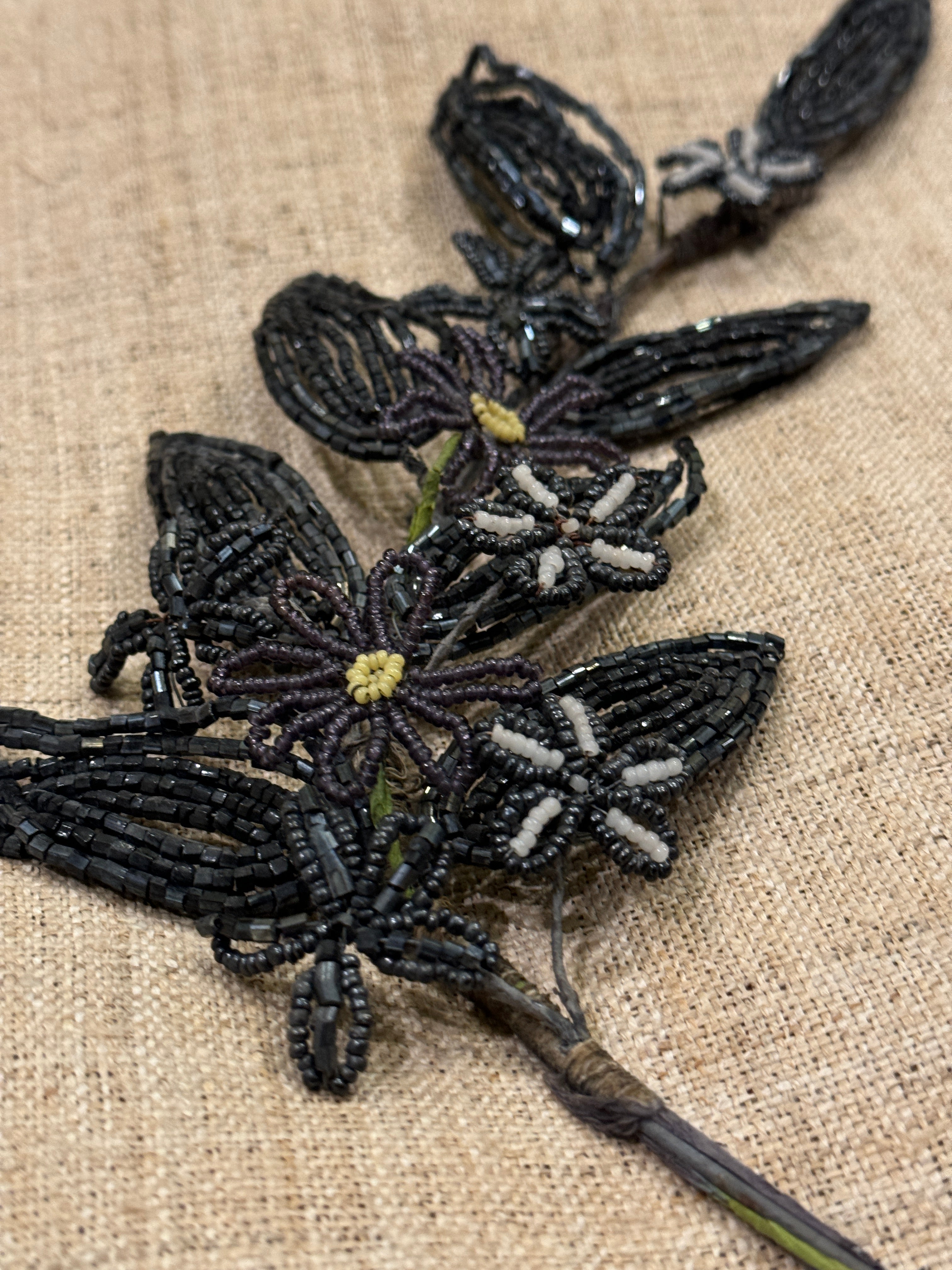 1800's Antique French Beaded Floral Stem