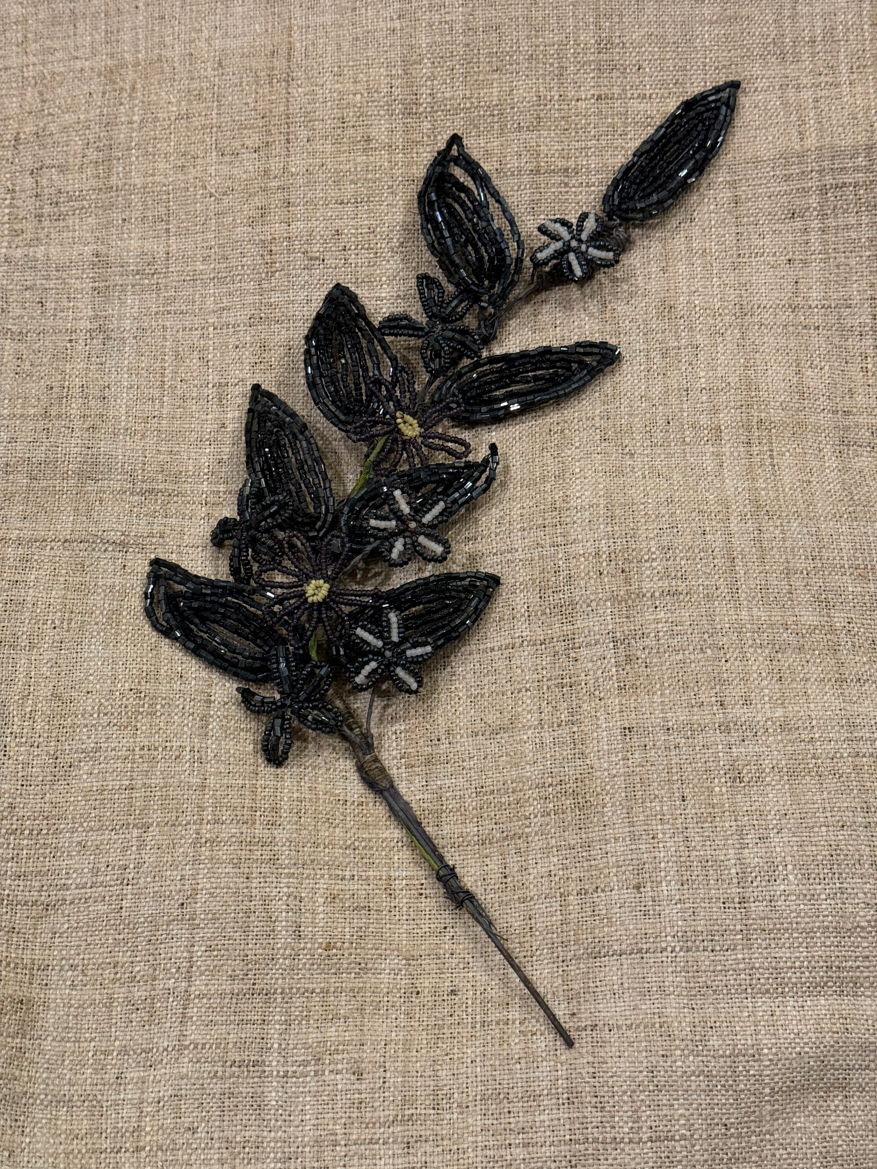 1800's Antique French Beaded Floral Stem