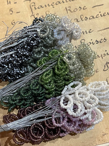 Antique French Glass Beaded sets of Leaves for Funeral Wreath & Flower Making