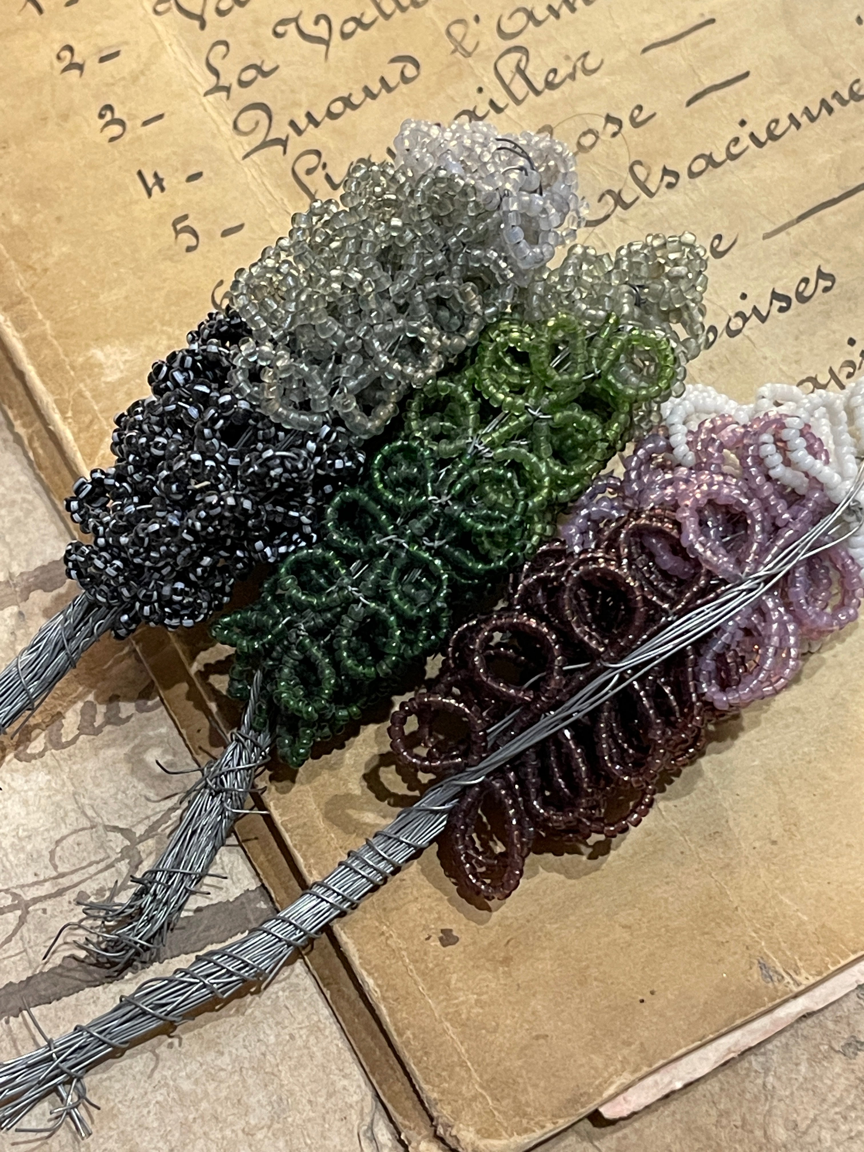 Antique French Glass Beaded sets of Leaves for Funeral Wreath & Flower Making