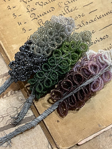 Antique French Glass Beaded sets of Leaves for Funeral Wreath & Flower Making