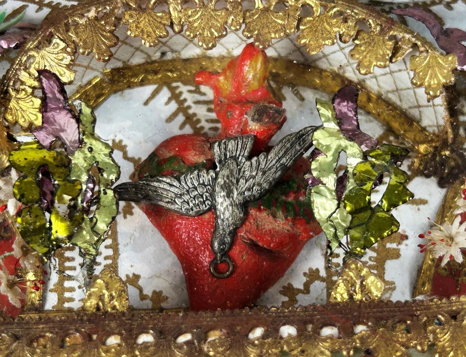 RARE Antique Relic Representing The Sacred Heart Of Jesus