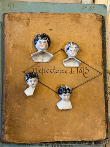 Antique German Painted Doll heads with Shoulders - A9