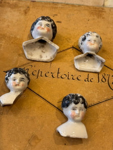 Antique German Painted Doll heads with Shoulders - A9