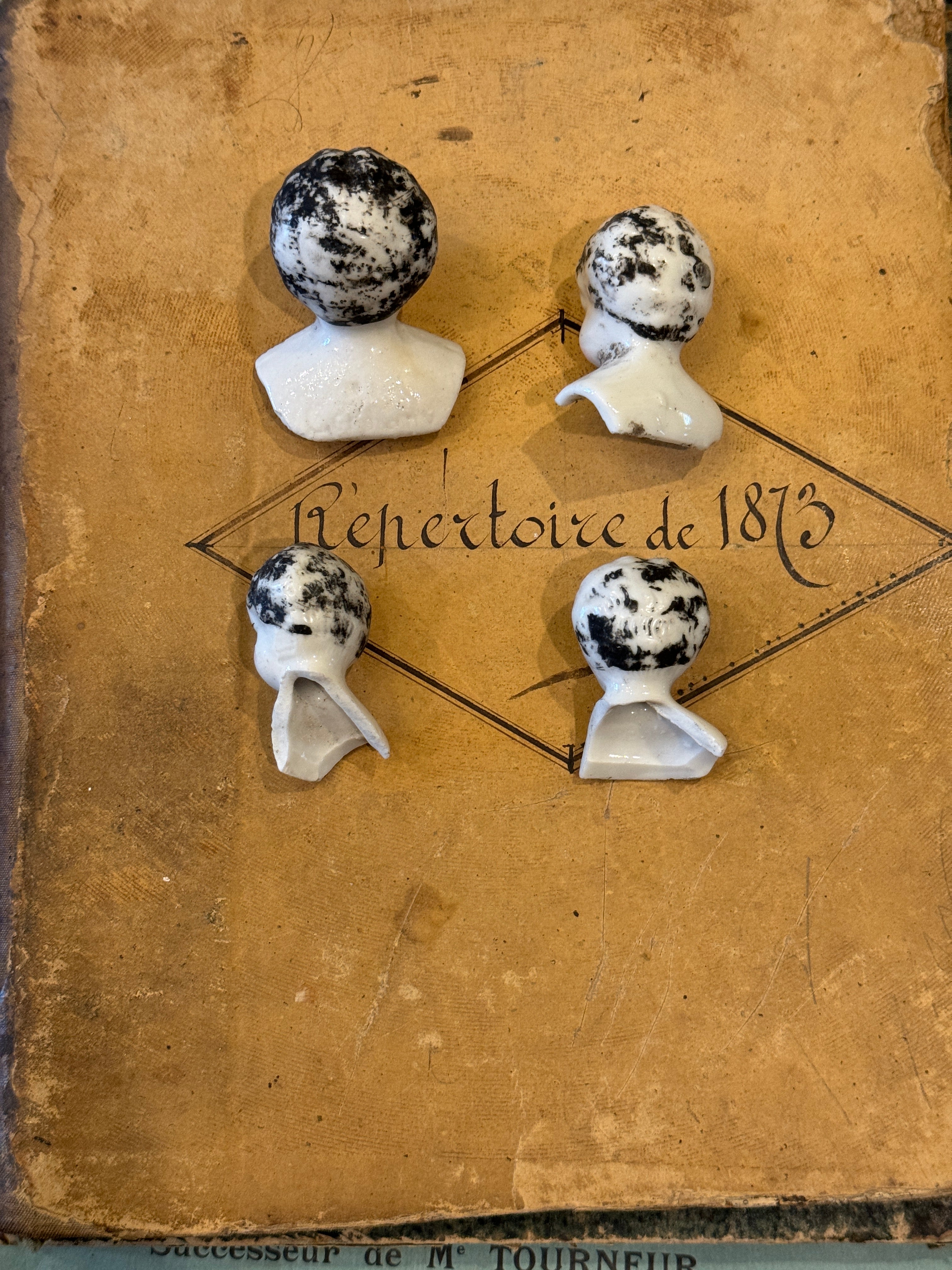 Antique German Painted Doll heads with Shoulders - A9