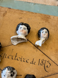 Antique German Painted Doll heads with Shoulders - A7