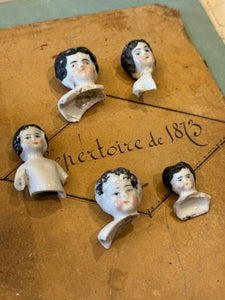 Antique German Painted Doll heads with Shoulders - A7