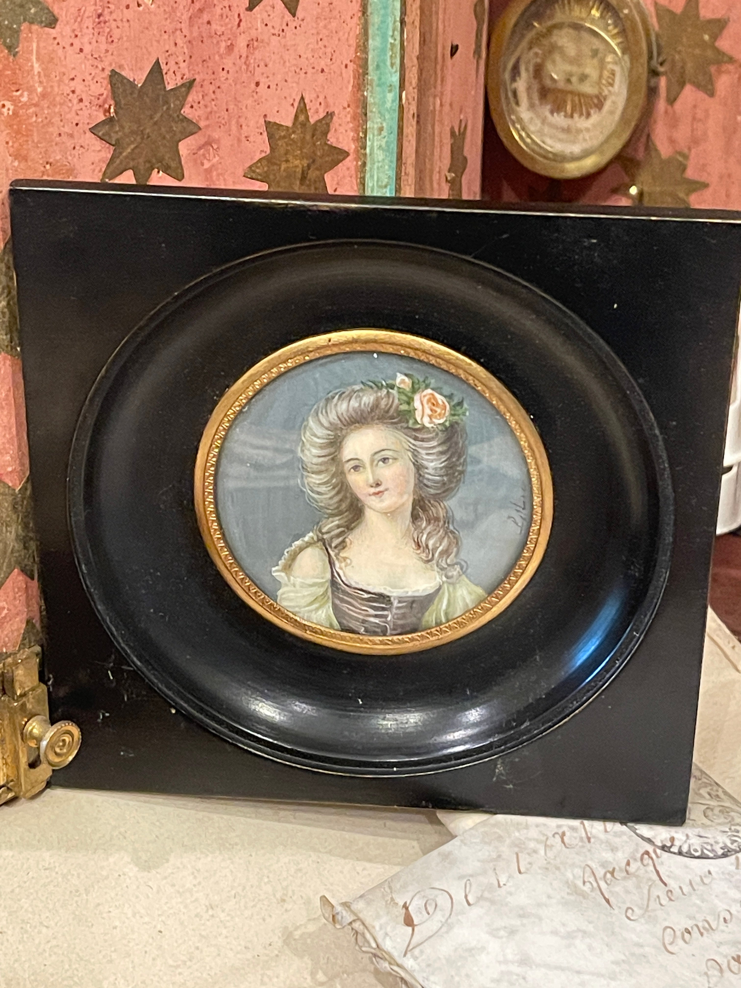 RESERVED - Antique French Miniature Portrait