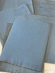 Antique 1830's French Calligraphy Pages in Original Blue folder/notebook