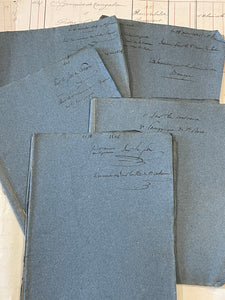Antique 1830's French Calligraphy Pages in Original Blue folder/notebook