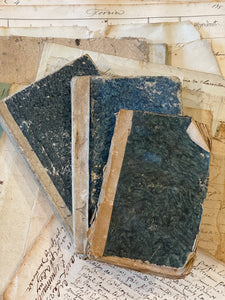 Antique 1805 - 1833 French Blue Paste Paper Books
