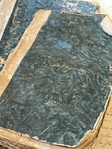 Antique 1805 - 1833 French Blue Paste Paper Books