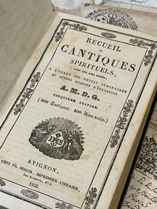 Antique 1805 - 1833 French Blue Paste Paper Books