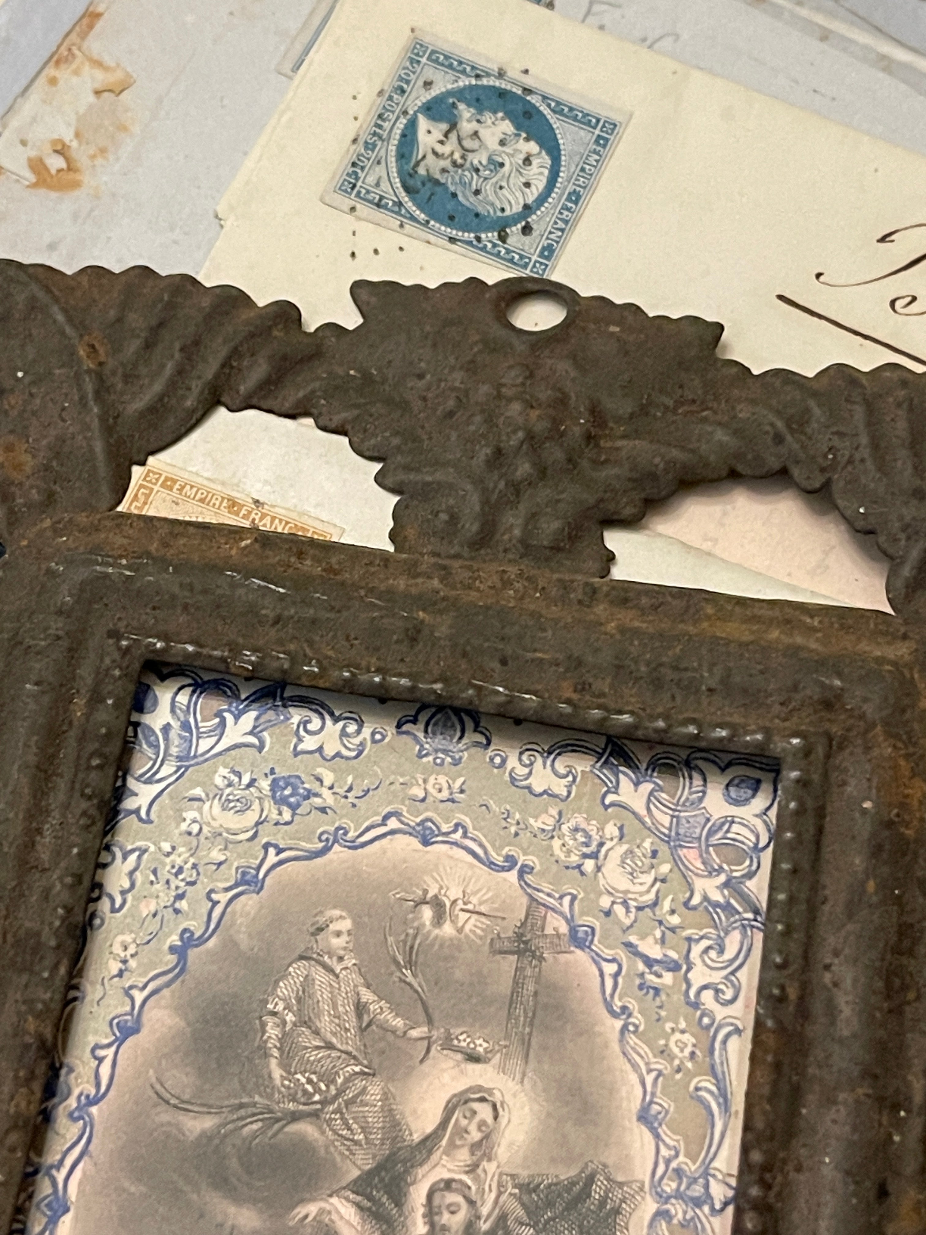 1800's - 1900's Pieced French Religious Icon