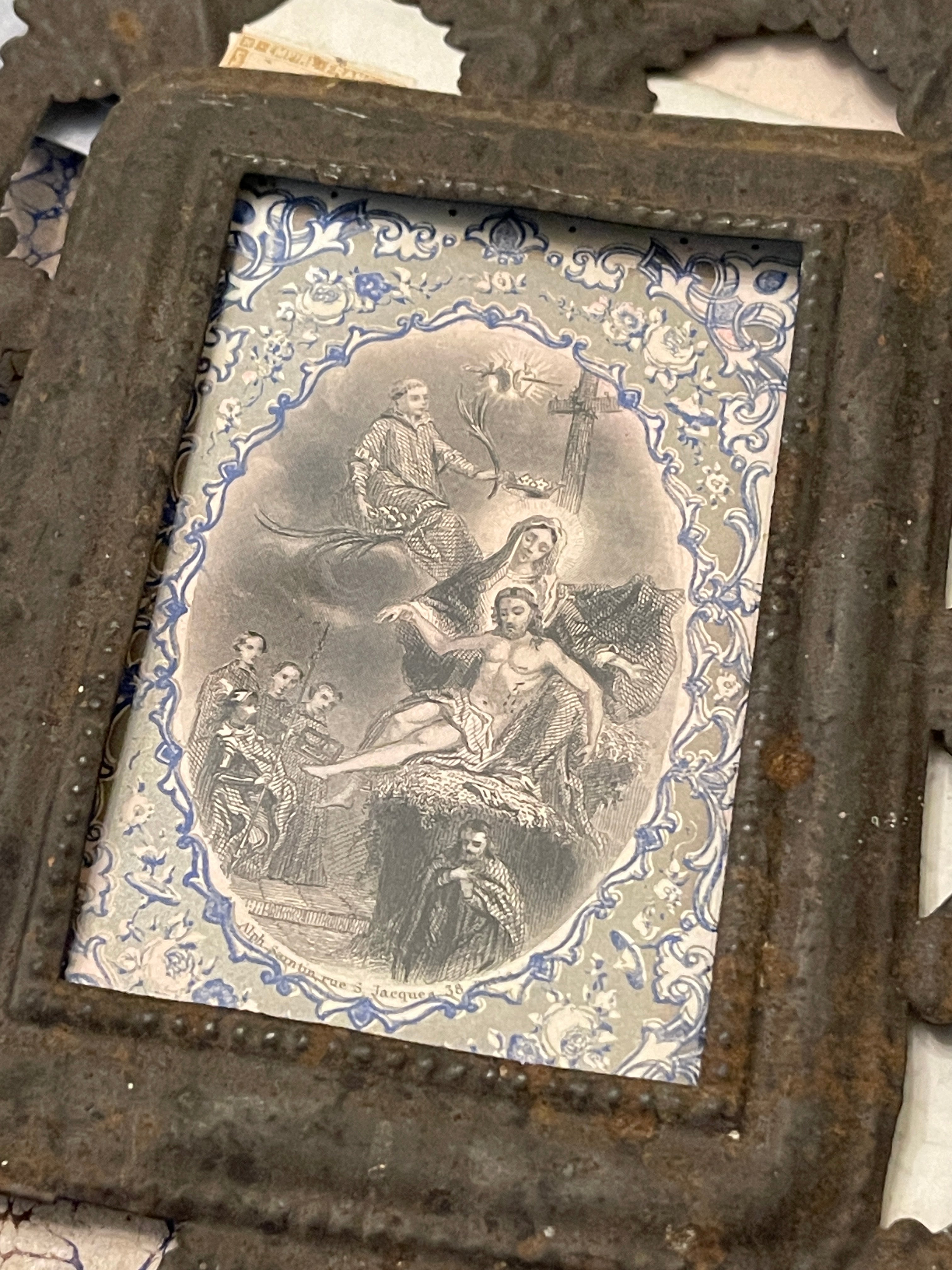 1800's - 1900's Pieced French Religious Icon