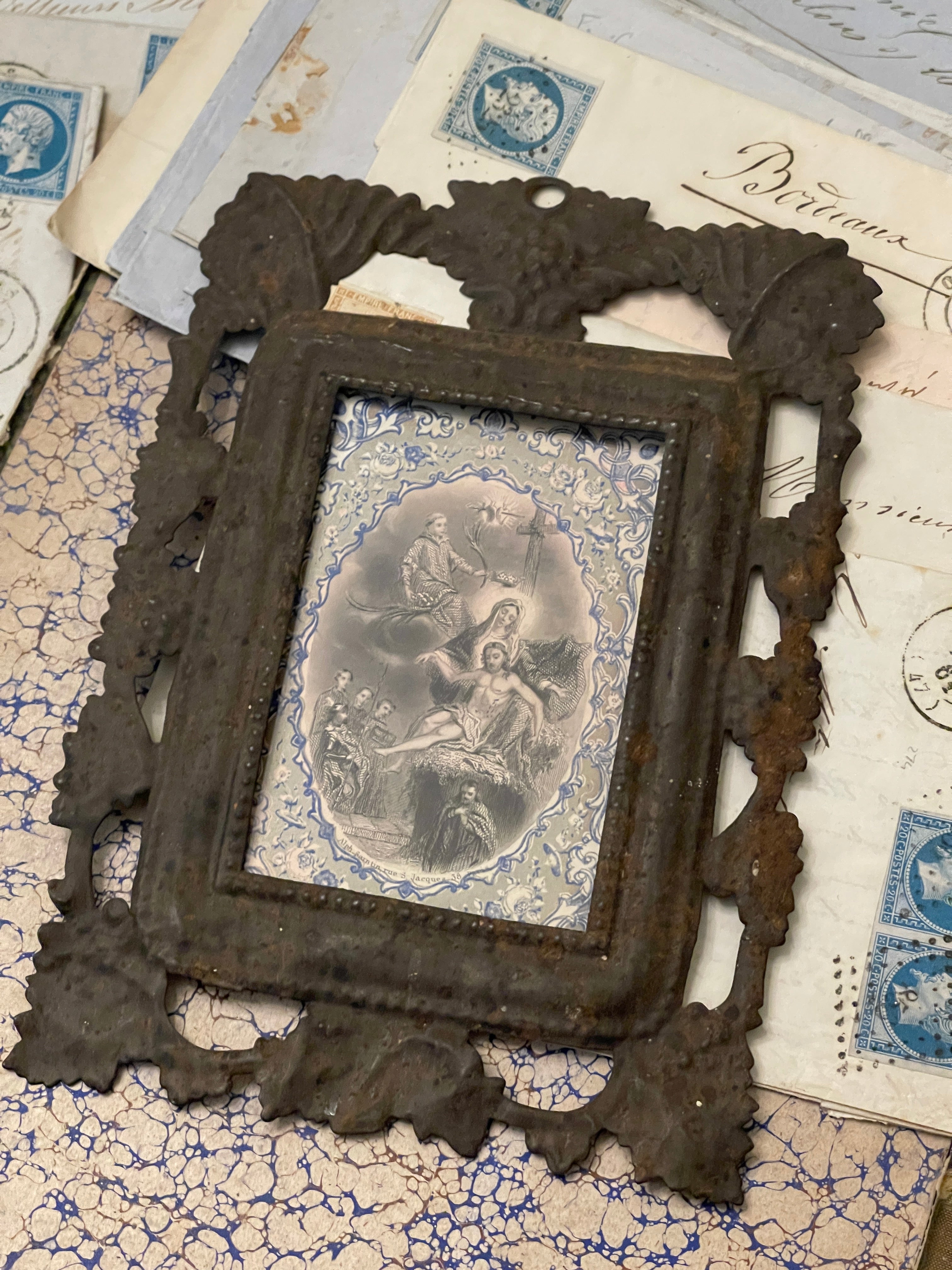 1800's - 1900's Pieced French Religious Icon