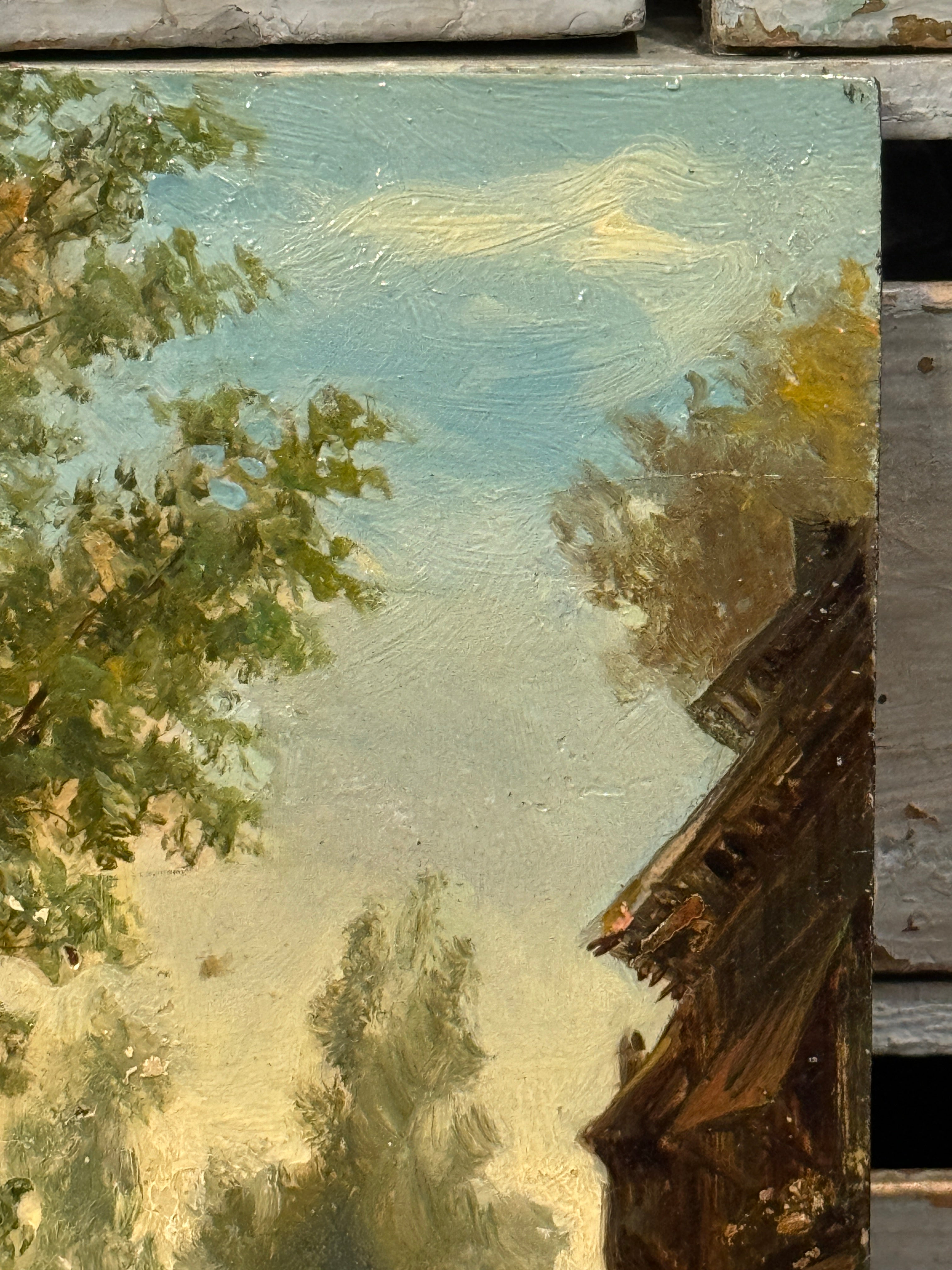 1800's Antique French Barbizon School Oil Painting