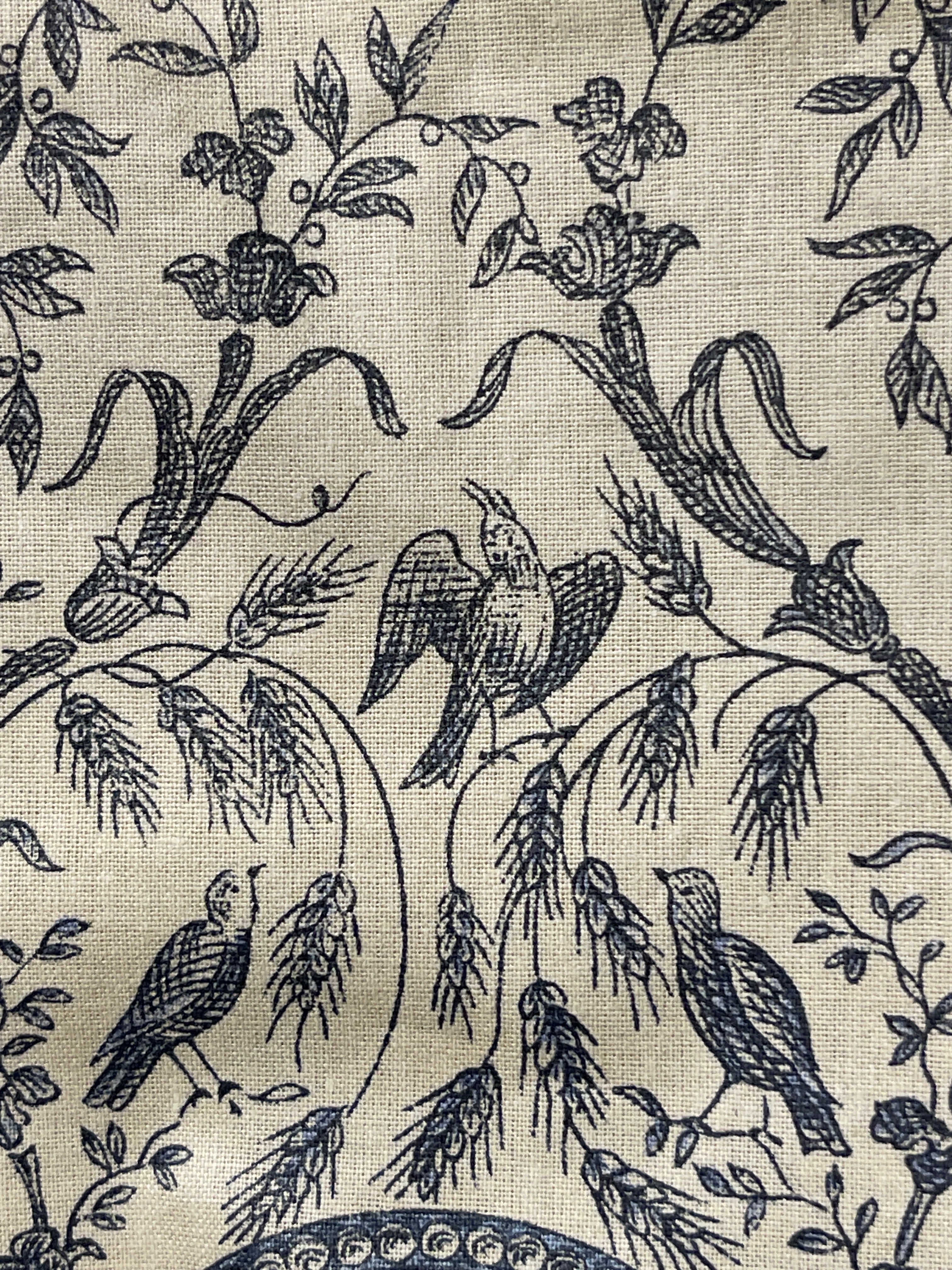 Beautiful Vintage French Blue Cotton Toile