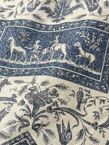 Beautiful Vintage French Blue Cotton Toile