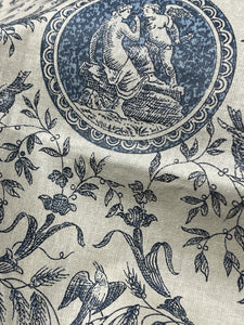 Beautiful Vintage French Blue Cotton Toile