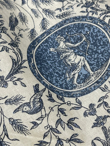 Beautiful Vintage French Blue Cotton Toile