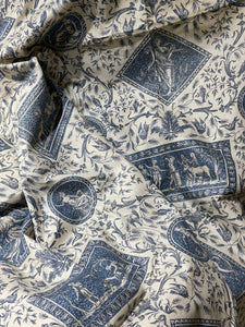 Beautiful Vintage French Blue Cotton Toile