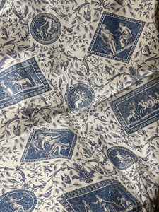 Beautiful Vintage French Blue Cotton Toile