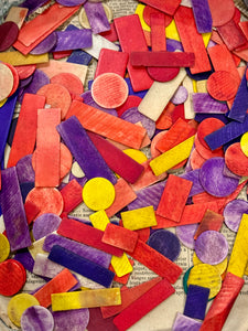 Set/10 Antique French Dyed Bone Chips/Tokens