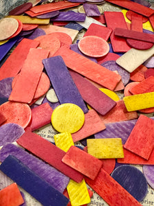 Set/10 Antique French Dyed Bone Chips/Tokens