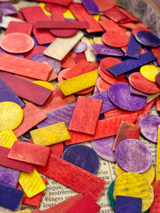 Set/10 Antique French Dyed Bone Chips/Tokens