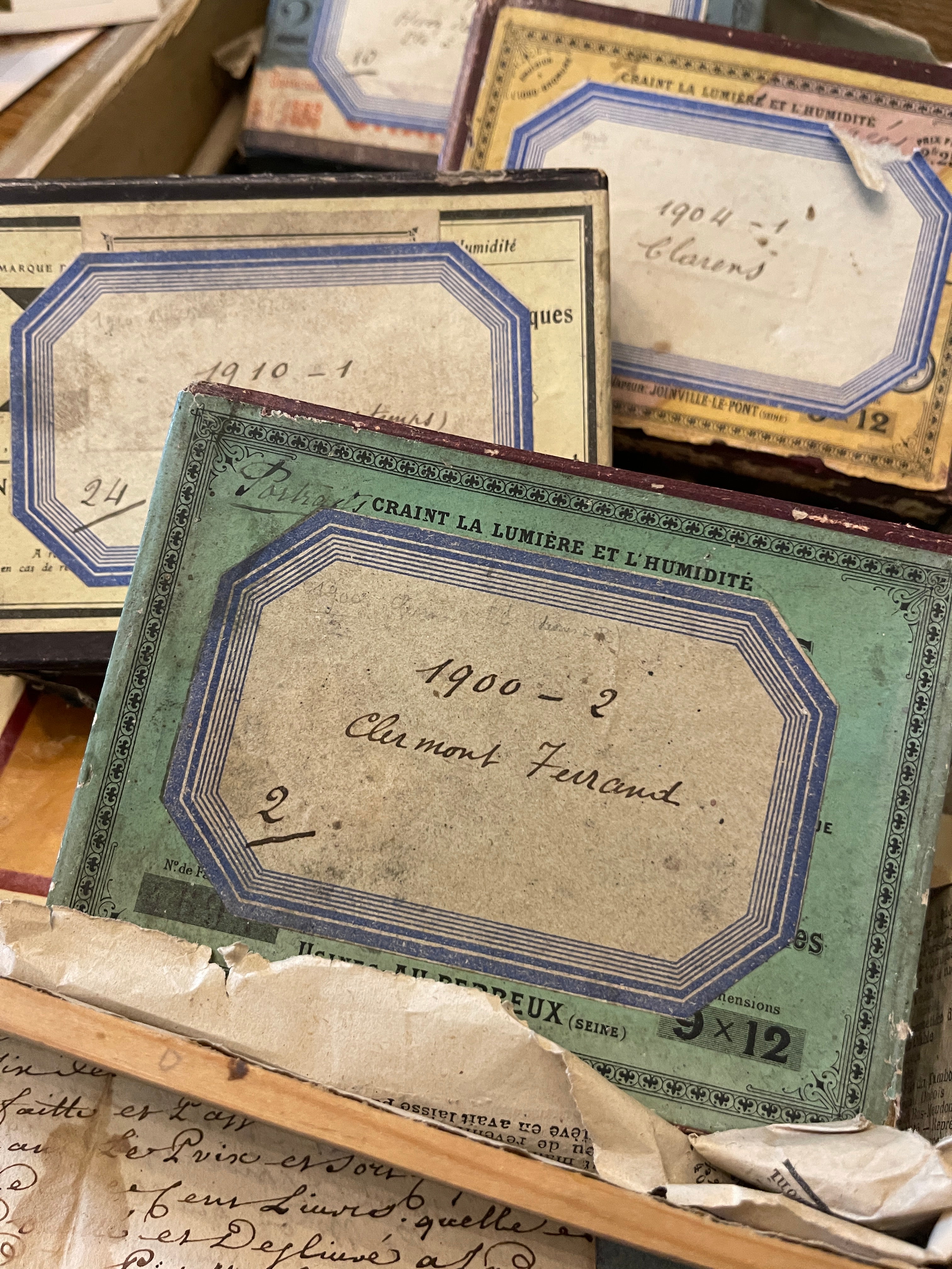 Original Antique French Paper Boxes - Set F