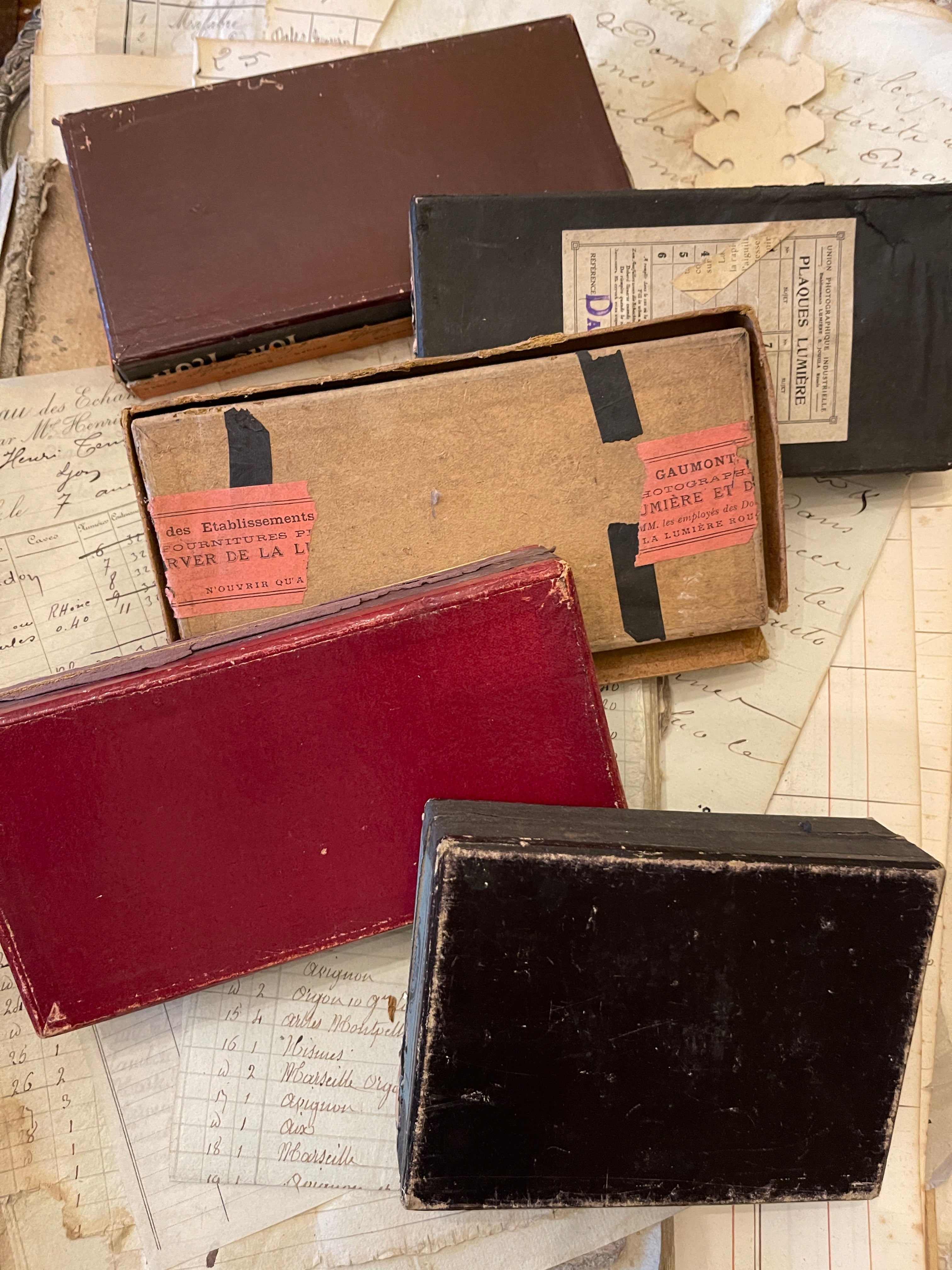 Original Antique French Paper Boxes - Set S