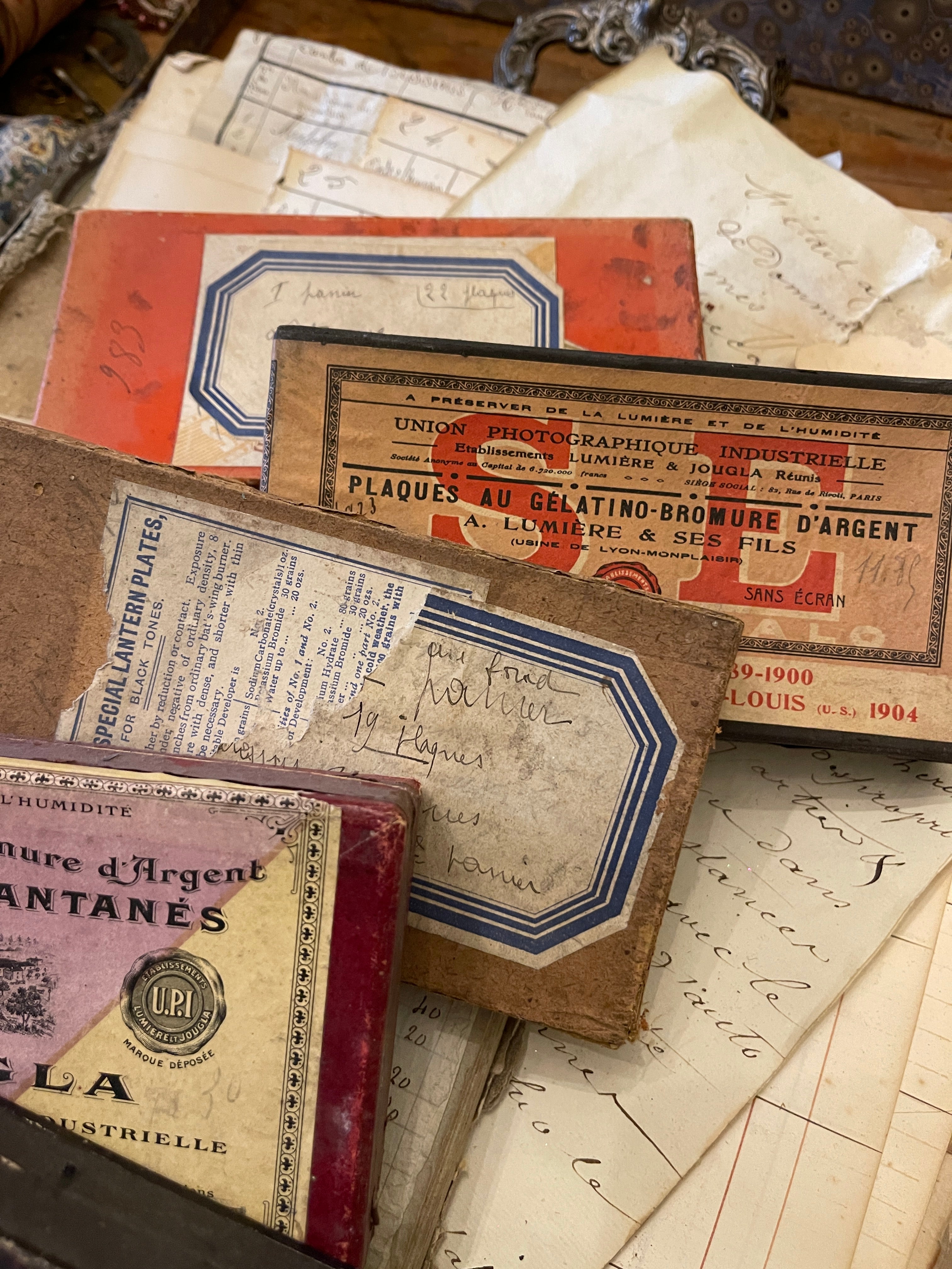 Original Antique French Paper Boxes - Set S