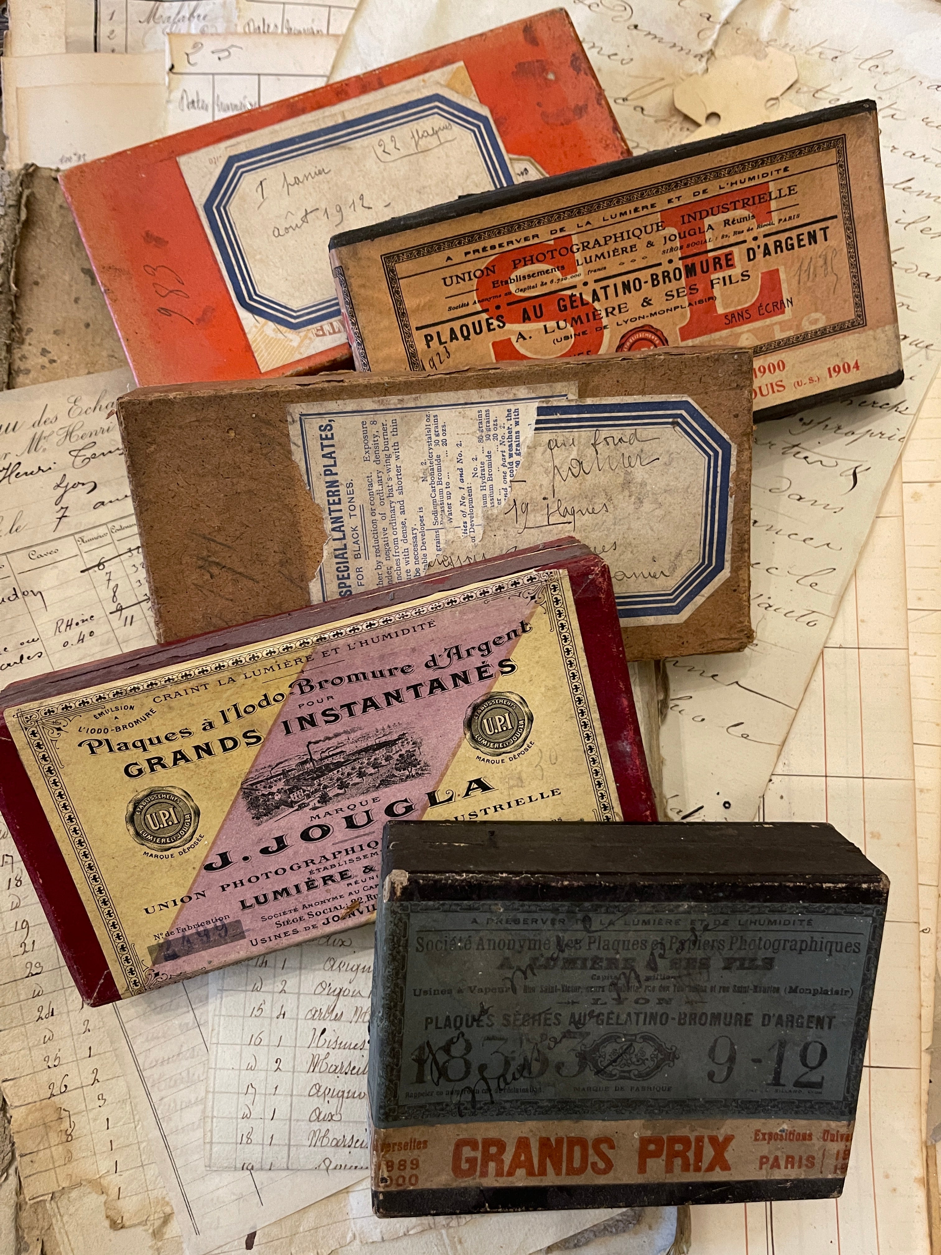 Original Antique French Paper Boxes - Set S