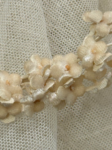 Large Tulle Wedding Veil with Velvet Flowers