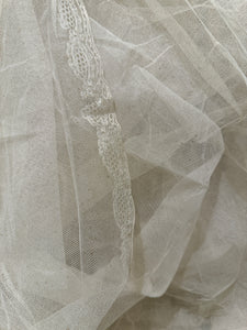 Large Tulle Wedding Veil with Velvet Flowers