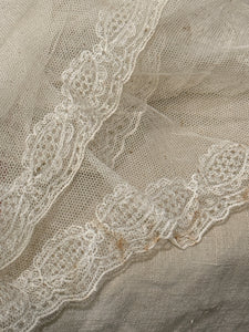 Large Tulle Wedding Veil with Velvet Flowers
