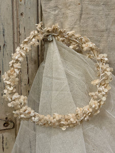 Large Tulle Wedding Veil with Velvet Flowers
