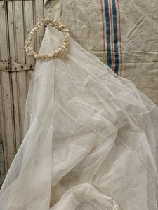 Large Tulle Wedding Veil with Velvet Flowers