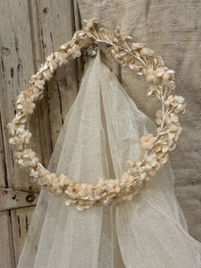 Large Tulle Wedding Veil with Velvet Flowers