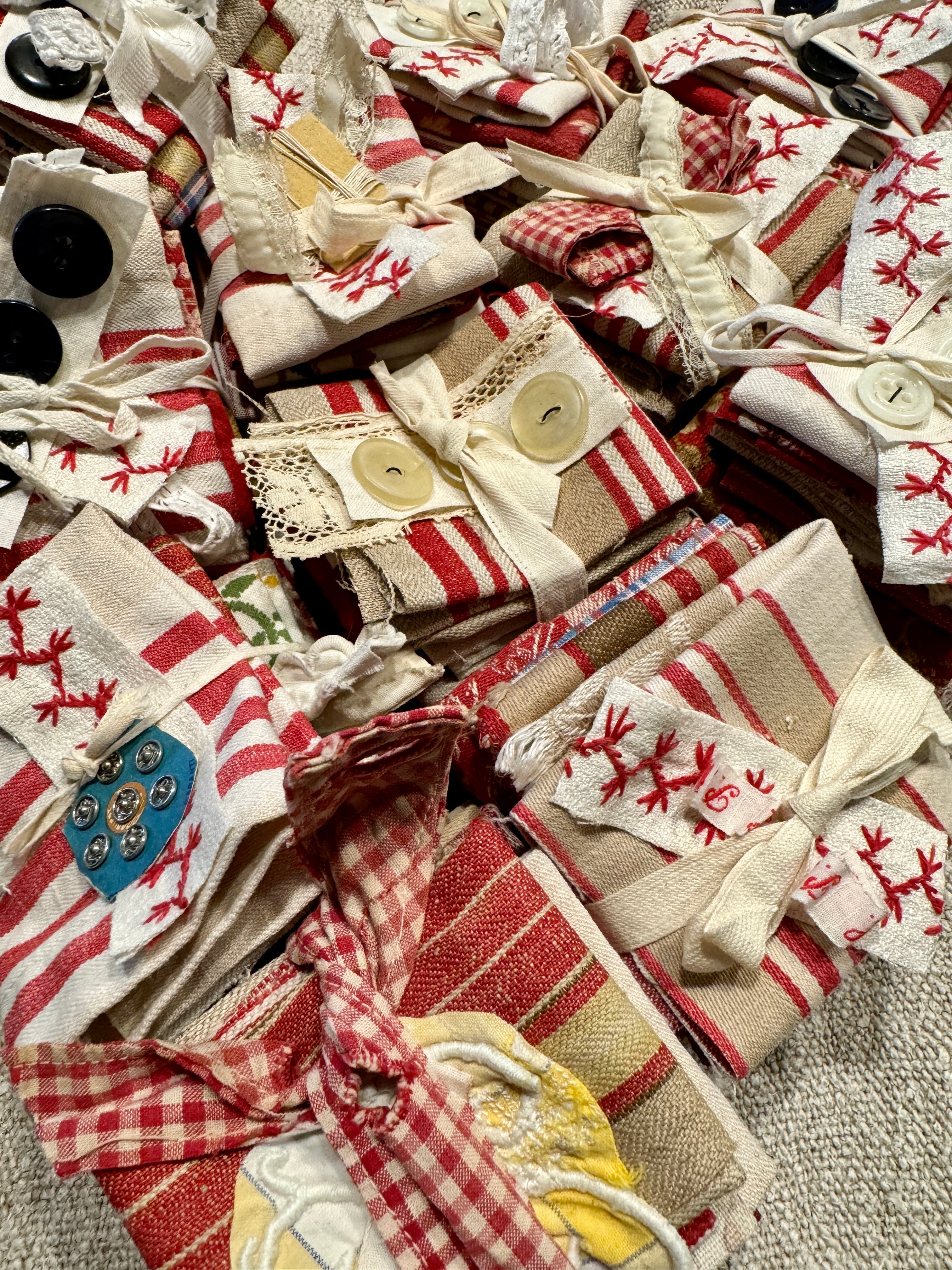 Antique French Red or Blue Scrap Bundles