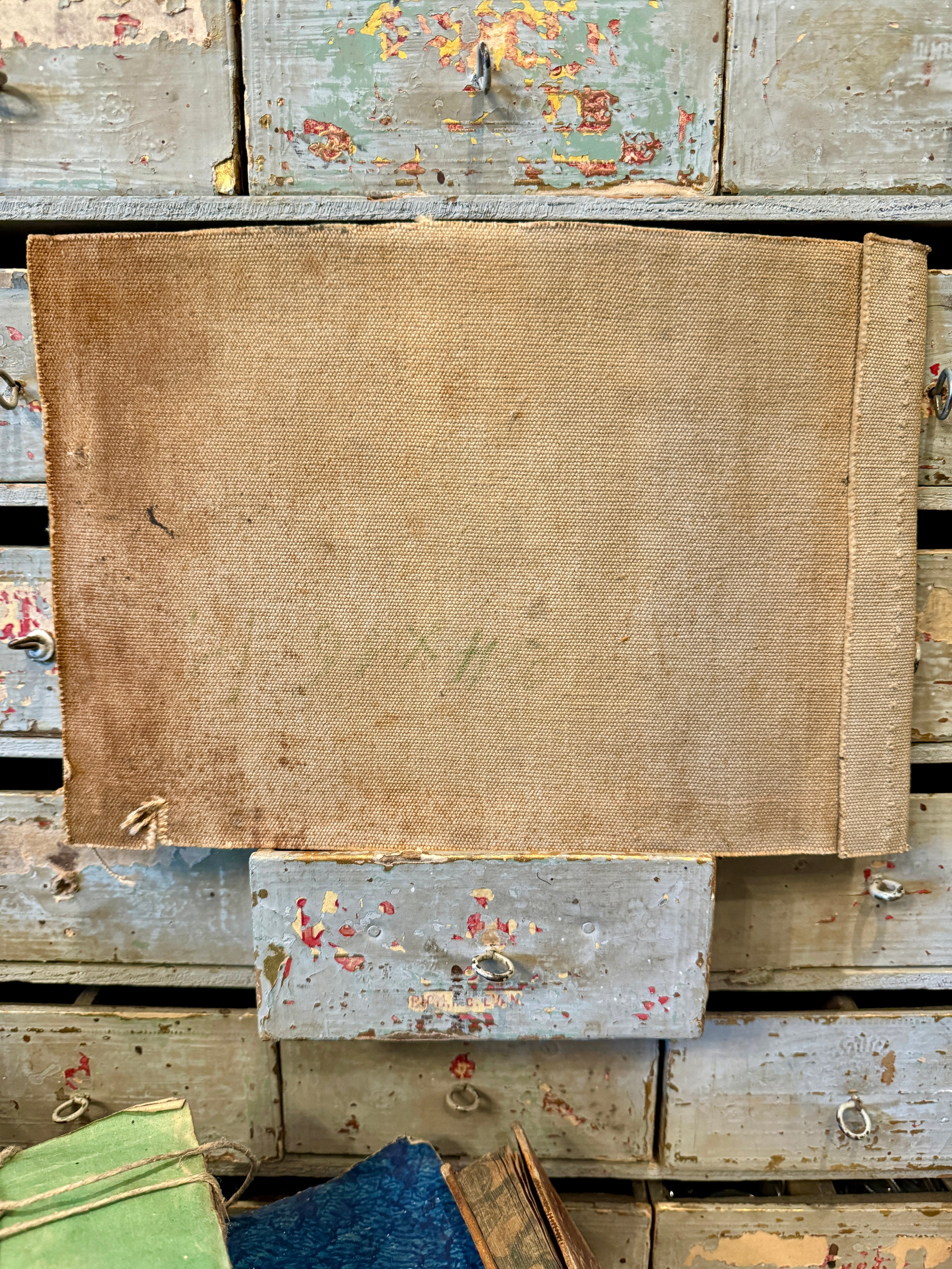 Antique Timeworn Early French Landscape Canvas