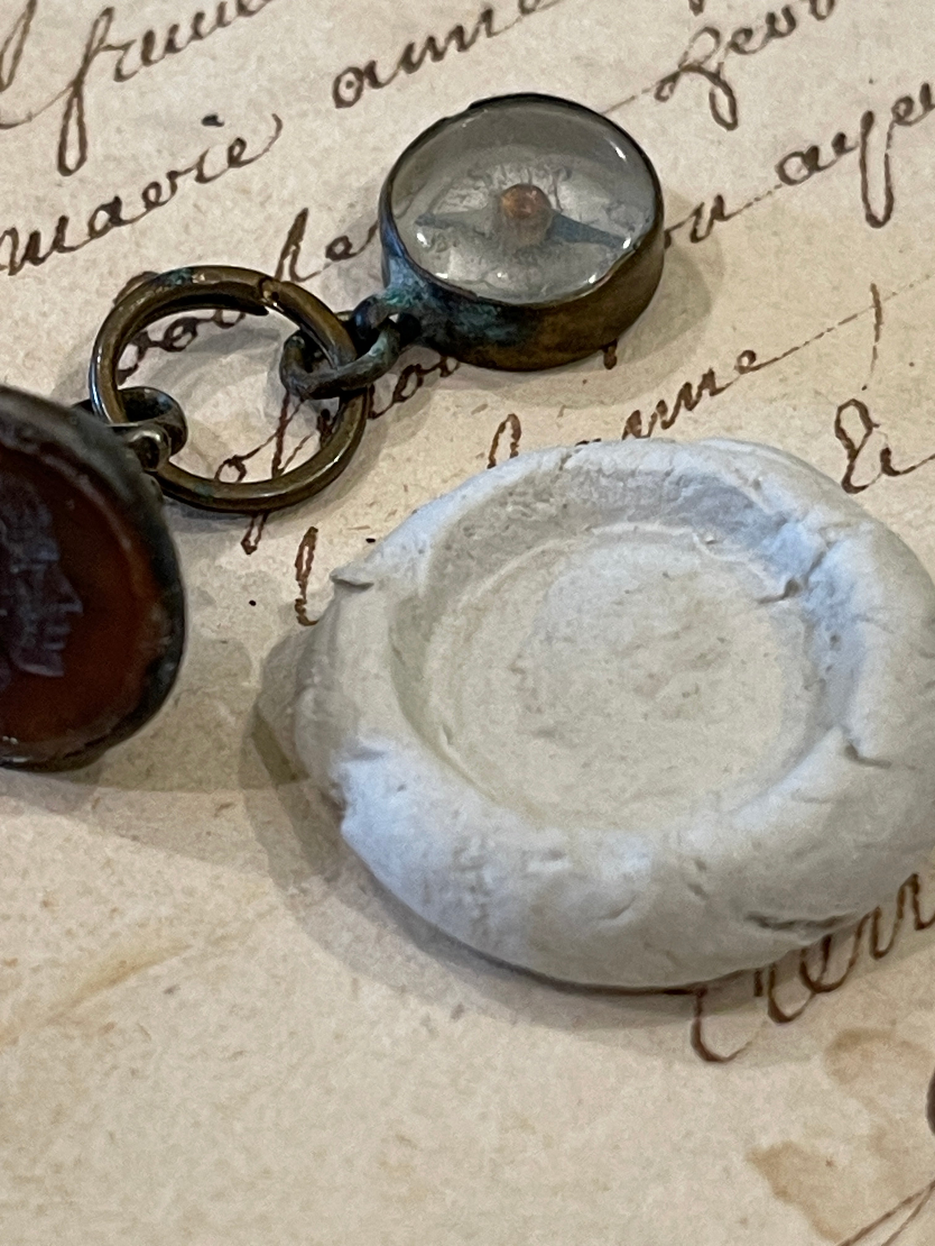 RESERVED FOR AMY  H - 1800's Victorian Gold and Silver Cameo FOB Pendant and Brass Compass