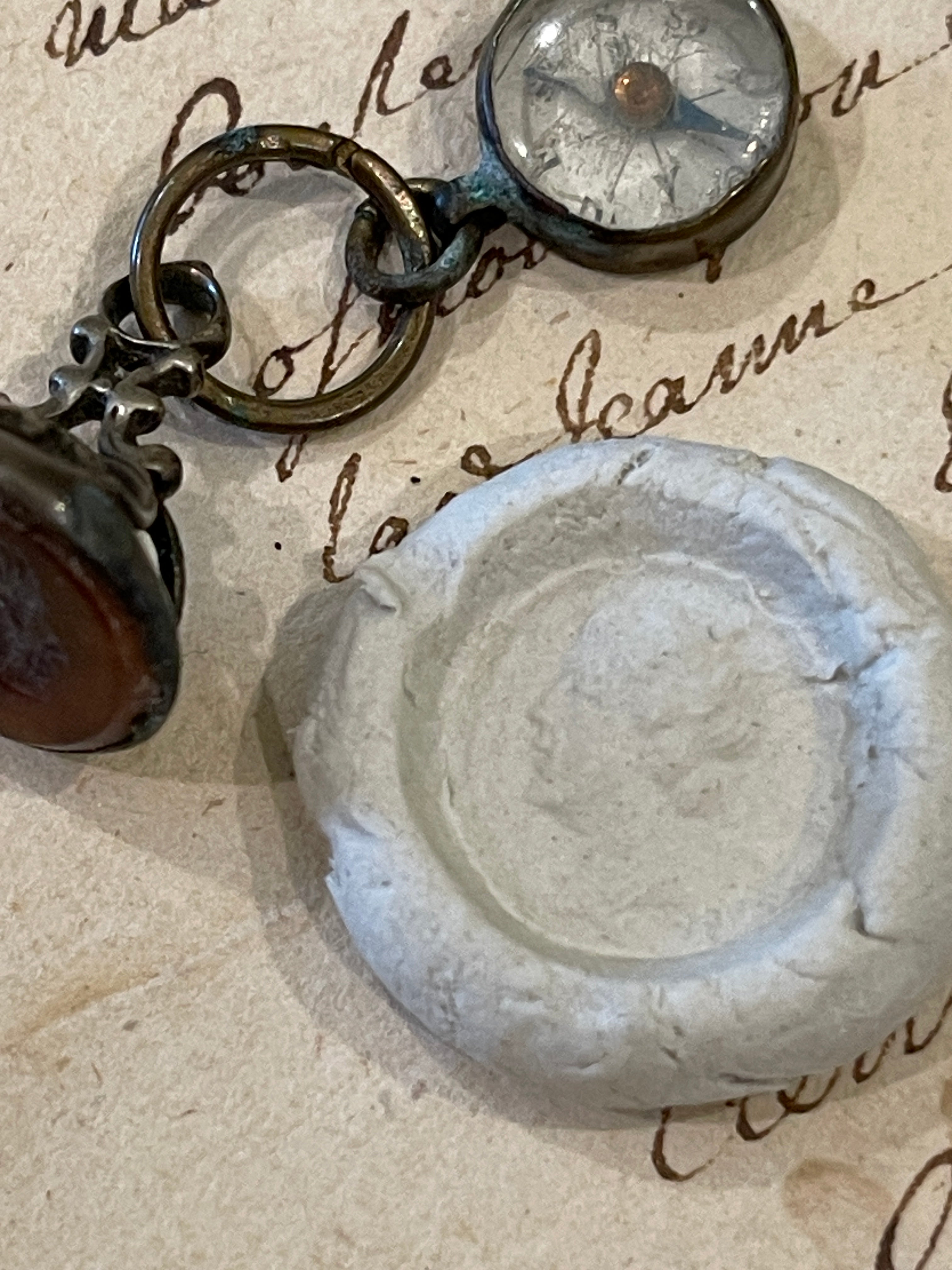 RESERVED FOR AMY  H - 1800's Victorian Gold and Silver Cameo FOB Pendant and Brass Compass